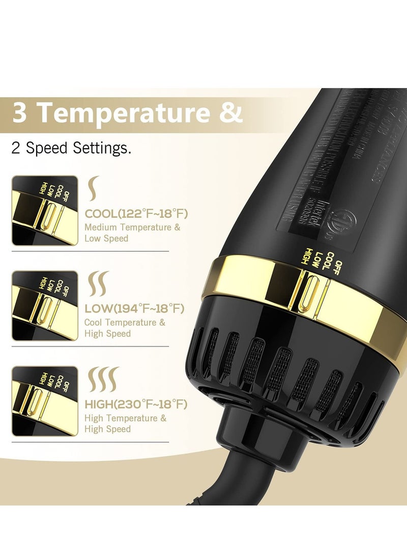One Step Multifunctional Hot Air Hair Styling Brush Dryer And Styler 3 In 1 Black Gold  - Image 3