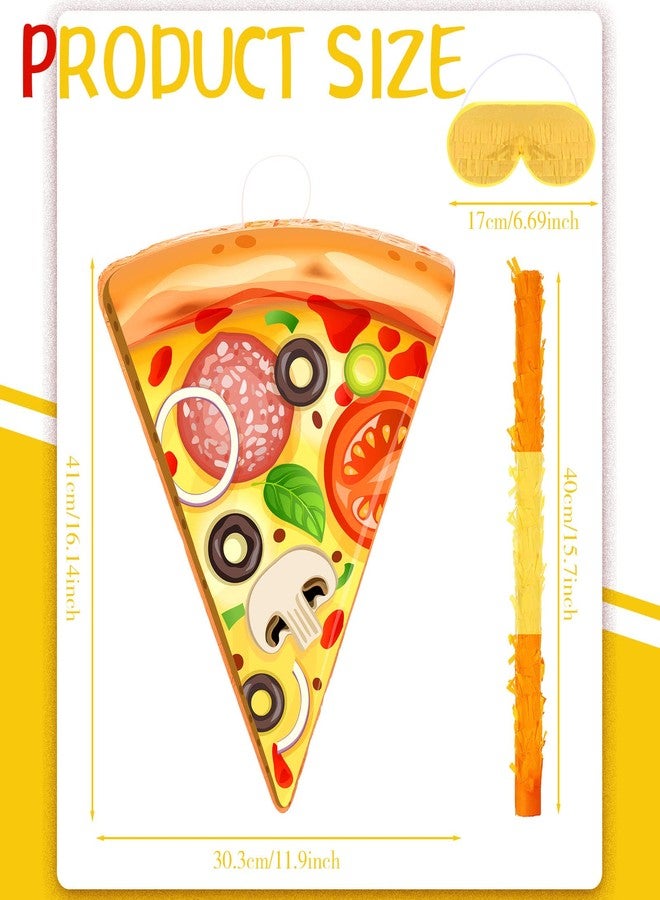 Harrycle Pizza Piñata Pizza Slice Party Favor Includes Stick Blindfold Bat and Confetti Food Themed Birthday Party Decor for Cinco De Mayo Decor for Mexican Shower Themed Supplies, 16.1 x 13 x 3.2 Inches - Image 2
