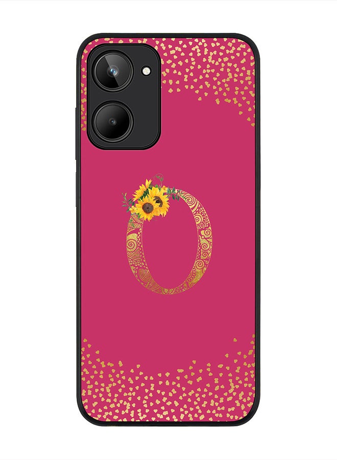 Stylizedd Cover for Realme 10 4G Case , Rugged Black Slim fit Phone Cases   - Custom Monogram Initial Letter Mandala Floral Pattern Alphabet-O (Dark Pink Rose) - Image 1