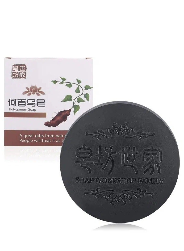 100g Polygonum Multiflorum Shampoo Soap, Black and Thick Hair Polygonum Bar, He Shou Wu Shampoo Soap, Natural Polygonum Hair Soap, Promotes Hair Growth and Prevents Hair Loss (1PCS) - Image 1