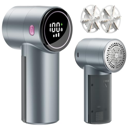 coldSky Fabric Shaver, Rechargeable Lint Shaver with Digital Display, 3-Speeds Sweater Shaver with 6-Leaf Blades, Electric Portable Lint Remover to Remove Pilling for Clothes, Furniture, Couch, Blanket - Image 1