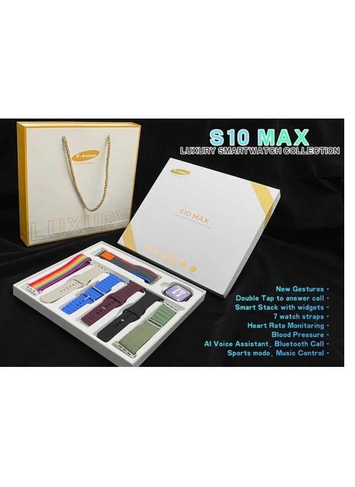 S10 Max Smart Watch with 7 Watch Bands Supports calls anser/Chat GPT/NFC/Sports Mode