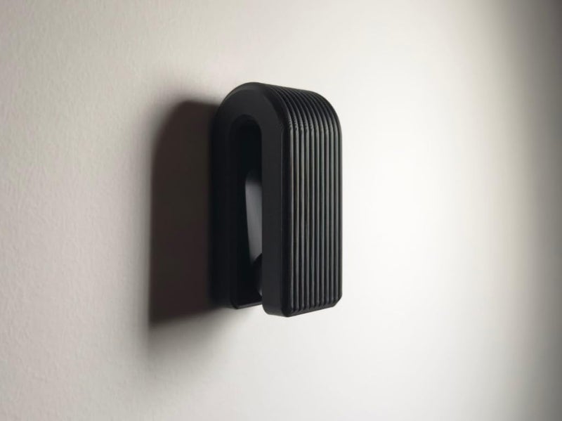 Modern Auto Locking Towel Hook, Arch Shape, Ribbed Minimalist Design, Self-Adhesive Wall Hanger, Blue, White and Black, 2 Pieces (Black) - Image 4