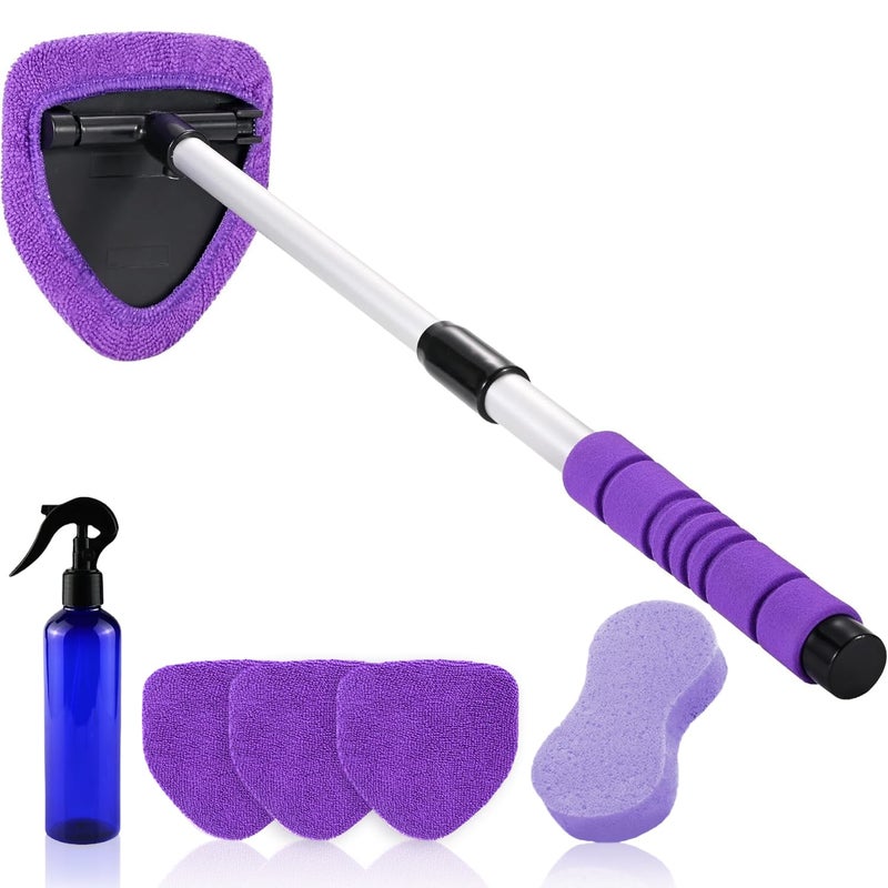 X XINDELL XINDELL Windshield Cleaner Tool 24 Extendable Car Window Cleaner for Interior Exterior Glass Long Handle for HardtoReach Areas 4 Microfiber Pads Spray Bottle Car Home Glass Kit - Image 3