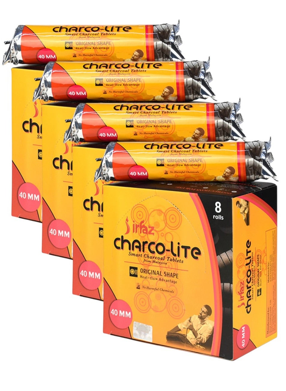 Irfaz Charco Lite Bakhoor Charcoal Quick Lighting and Long Lasting Incense Charcoal Tablets for Oud, Bakhoor and Incense - 80 Pieces per Box (4 Boxes Compo Pack - 320 Total Pieces)
