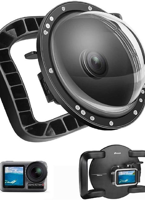 Dome Port for DJI OSMO Action Camera - Waterproof Housing Cover Lightweight Stable Dual Handle Stabilizer Easier to Shoot Underwater Photos/Videos, Enlarge Trigger, Overall Waterproof Case