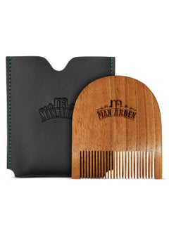 Man Arden Man Arden Pure Neem Wooden U Shaped Beard Comb with Premium Faux Leather Pouch 