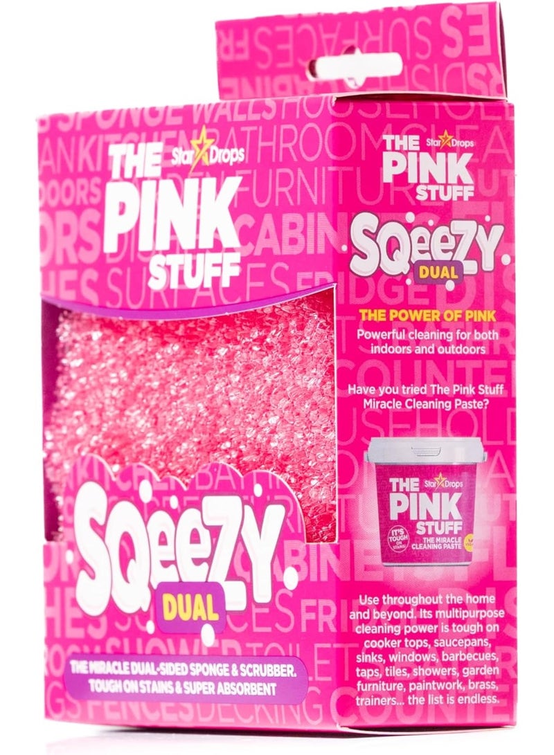 Stardrops – The Pink Stuff – SQeeZY Miracle Dual Sided Scrubber Sponge, Scratch Free Solution for Ultimate Home Cleaning - Perfect for Kitchens, Bathrooms, and Outdoor Use, 3-Pack - Image 4