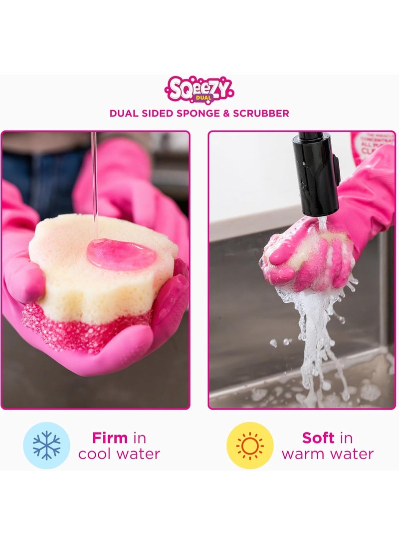 Stardrops – The Pink Stuff – SQeeZY Miracle Dual Sided Scrubber Sponge, Scratch Free Solution for Ultimate Home Cleaning - Perfect for Kitchens, Bathrooms, and Outdoor Use, 3-Pack - Image 2