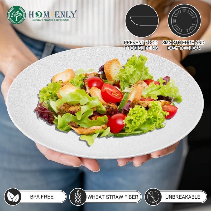 Homienly Wheat Straw Plates Flat Dinner Plates Unbreakable Plate for Kitchen Camping Outdoor Microwave and Dishwasher Safe Plates Set 9 inch Set of 8  White - Image 5
