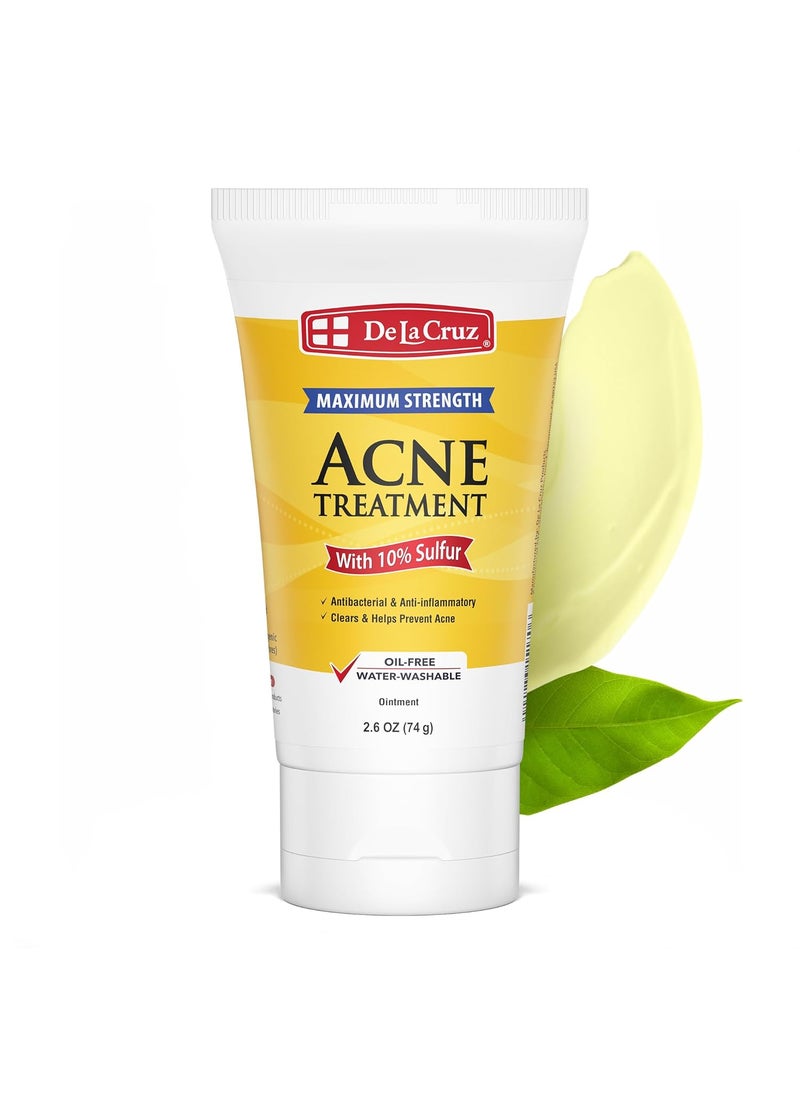 De La Cruz De La Cruz Sulfur Ointment - Cystic Acne Treatment for Face and Body - Daily 10 Min Spot Treatment Mask - Safe and Effective Game Changing Hormonal Acne Treatment that Clears Up Pimples - 2.6 OZ Tube 