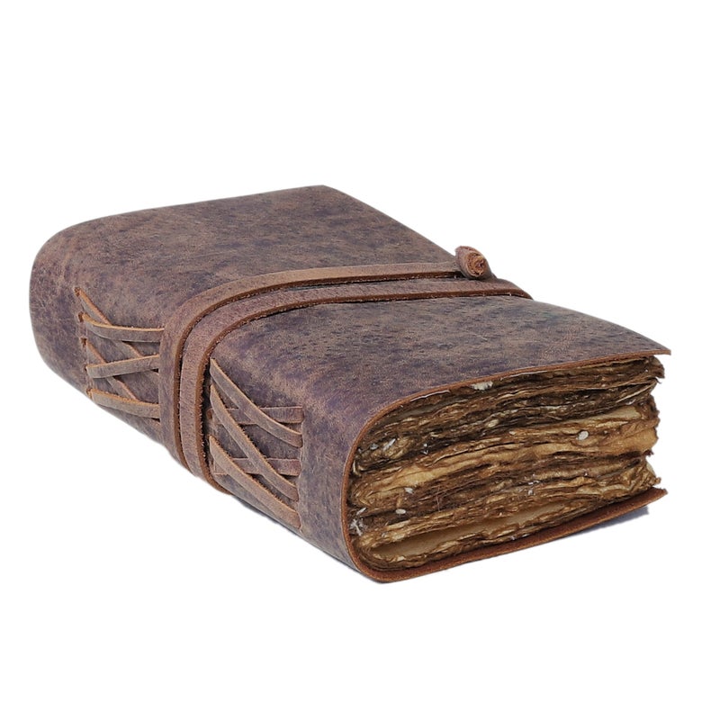 CREATIVE LEATHER ART Handmade Vintage Leather Journal for Men & Women â€“ Refillable Travel Diary, Antique Deckle Edge Paper, Rustic Writing Notebook for Sketching, Poetry, or Gift (Vintage Brown, 6 x 4 Inch) - Image 1
