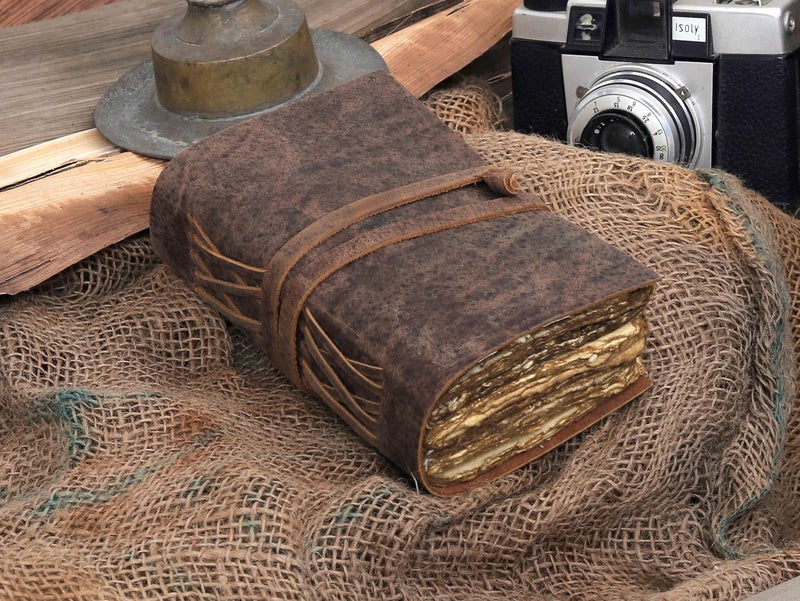 CREATIVE LEATHER ART Handmade Vintage Leather Journal for Men & Women â€“ Refillable Travel Diary, Antique Deckle Edge Paper, Rustic Writing Notebook for Sketching, Poetry, or Gift (Vintage Brown, 6 x 4 Inch) - Image 3