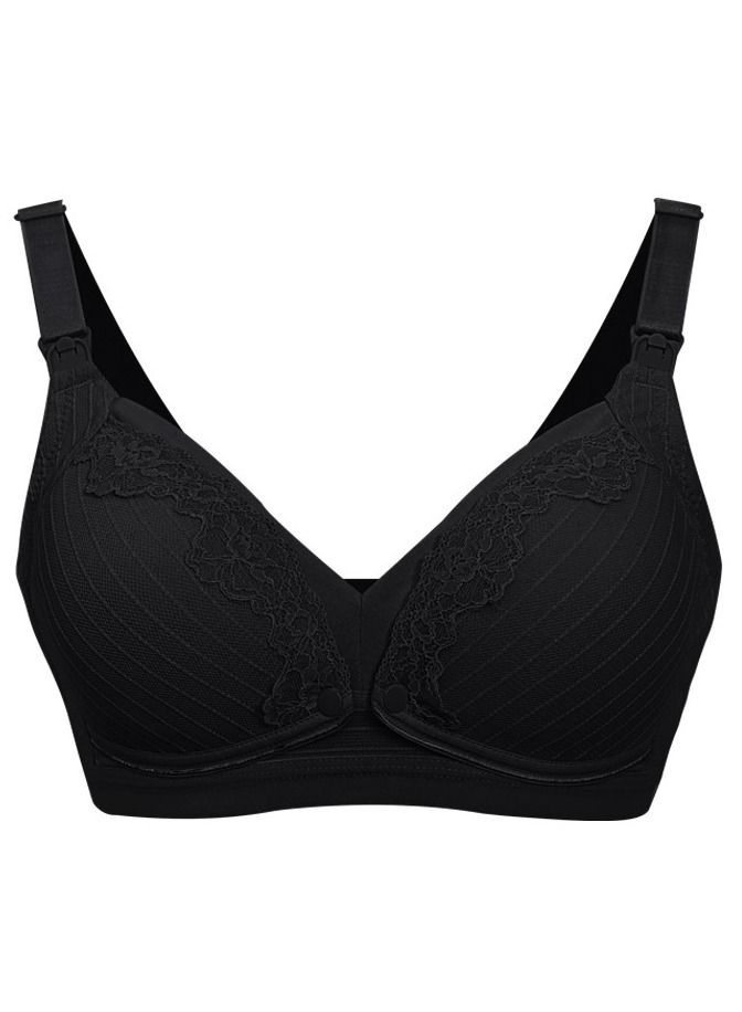 Comfy Solid Color Thin Cup Nursing Bra Pregnancy Underwear Black