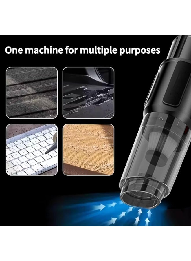 مكنسة كهربائية يدوية لاسلكية للسيارة بقوة 120 واط وقوة شفط 5000 باسكال - مكنسة كهربائية محمولة 4 في 1 عالية الطاقة، مكنسة كهربائية لاسلكية صغيرة قابلة لإعادة الشحن لتنظيف داخل السيارة والمنزل والمكتب - Image 3