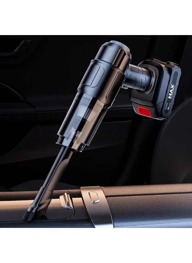 مكنسة كهربائية يدوية لاسلكية للسيارة بقوة 120 واط وقوة شفط 5000 باسكال - مكنسة كهربائية محمولة 4 في 1 عالية الطاقة، مكنسة كهربائية لاسلكية صغيرة قابلة لإعادة الشحن لتنظيف داخل السيارة والمنزل والمكتب - Image 2