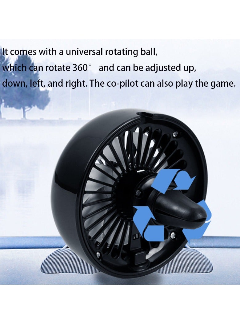 ماكدو مروحة سيارة USB مع أضواء ملونة لفتحات التهوية، مروحة محمولة قابلة للدوران 360 درجة، مروحة تبريد صغيرة هادئة، مروحة سيارة بسرعة رياح قابلة للتعديل، معزز فتحة تهوية للسيارات والشاحنات وسيارات الدفع الرباعي والمركبات الترفيهية - Image 2