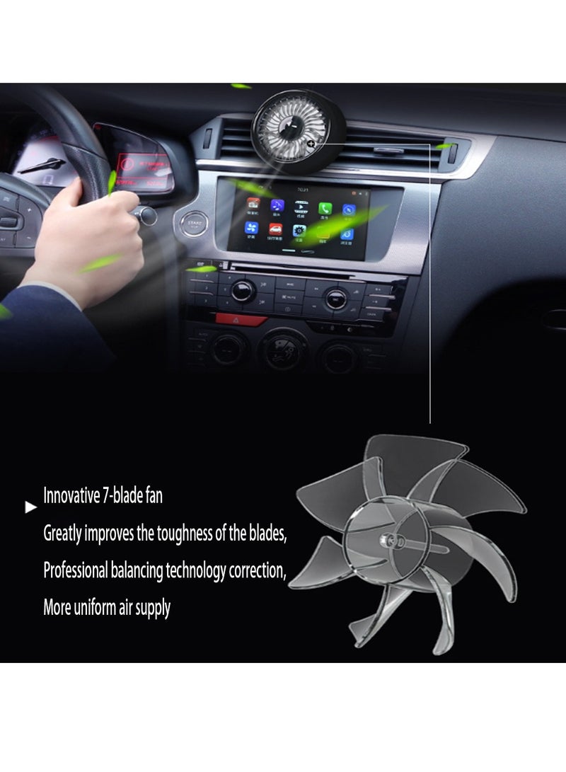 ماكدو مروحة سيارة USB مع أضواء ملونة لفتحات التهوية، مروحة محمولة قابلة للدوران 360 درجة، مروحة تبريد صغيرة هادئة، مروحة سيارة بسرعة رياح قابلة للتعديل، معزز فتحة تهوية للسيارات والشاحنات وسيارات الدفع الرباعي والمركبات الترفيهية - Image 4