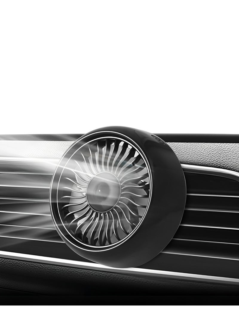 ماكدو مروحة سيارة USB مع أضواء ملونة لفتحات التهوية، مروحة محمولة قابلة للدوران 360 درجة، مروحة تبريد صغيرة هادئة، مروحة سيارة بسرعة رياح قابلة للتعديل، معزز فتحة تهوية للسيارات والشاحنات وسيارات الدفع الرباعي والمركبات الترفيهية - Image 1