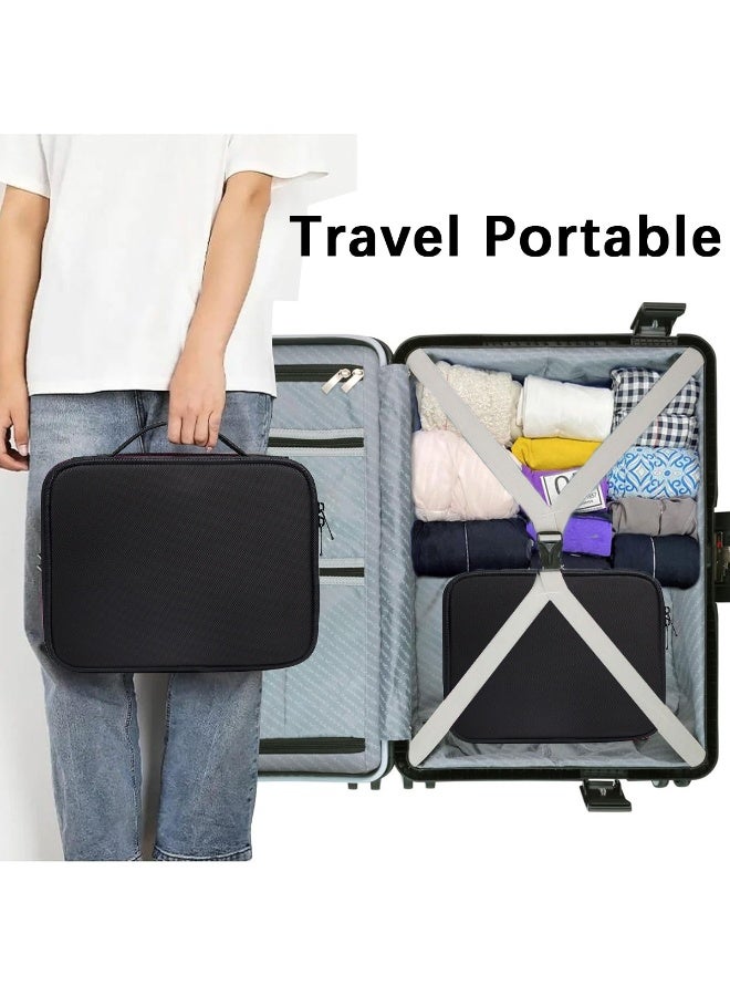 ACYYH Professional Makeup Travel Case, Portable Cosmetic Organiser with Brush Holder, Adjustable Compartments, Black - Image 5