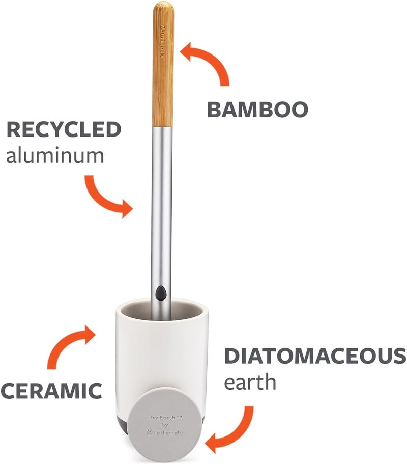Full Circle Scrub Queen, Bathroom Toilet Brush with Ceramic Holder and Diatomaceous Earth Disk for Mold & Mildew Prevention, More Hygenic Toilet Cleaning Scrubber, Replaceable Head, White - Image 2