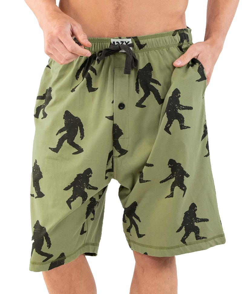 Lazy One Pajama Shorts for Men, Men's Pajama Bottoms, Sleepwear, Mythical, Creature (Bigfoot, Medium) - Image 1