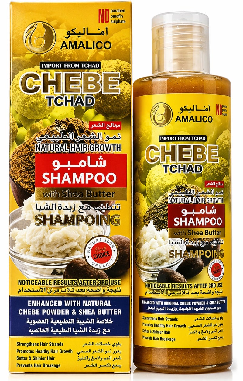 Amalico Chebe Tchad Shampoo With Shea Butter 500ml Natural Hair Growth Strengthening & Moisturizing Formula - Image 1