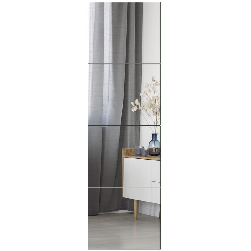 Ruomeng Full Length Mirror Tiles  14 x 12 x 4Pcs Frameless Wall Mirror for Home Gym Bedroom Living Room