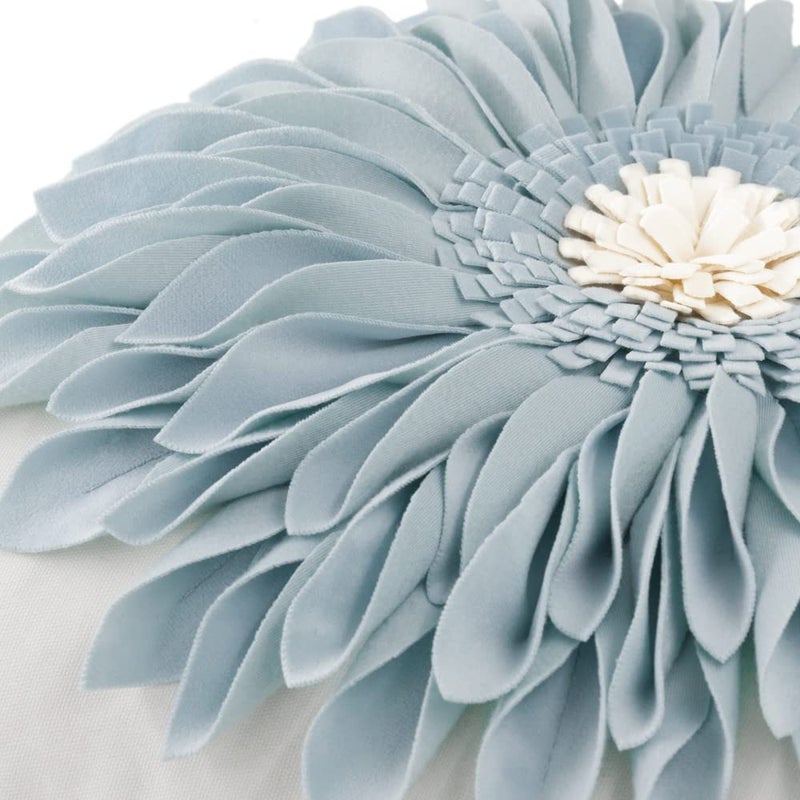 OiseauVoler 3D Sunflower Handmade Throw Pillow Covers Floral Pillowcases Decorative Pillow Shams Home Couch Bed Living Room Decor 18x18 Inch Blue - Image 5