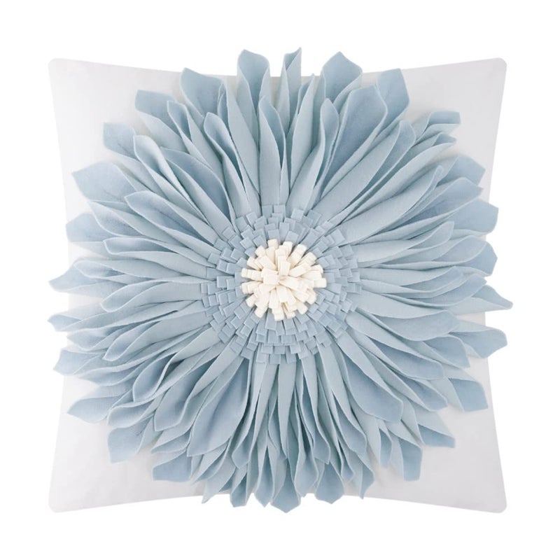 OiseauVoler 3D Sunflower Handmade Throw Pillow Covers Floral Pillowcases Decorative Pillow Shams Home Couch Bed Living Room Decor 18x18 Inch Blue - Image 2