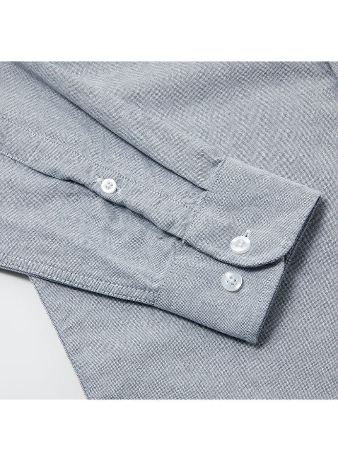 Limeng Pure Cotton Long-sleeve Shirt For Men, Solid Color, All-cotton Oxford Cloth, Casual Shirt, Large Size, Gray, Size 43 - Image 3