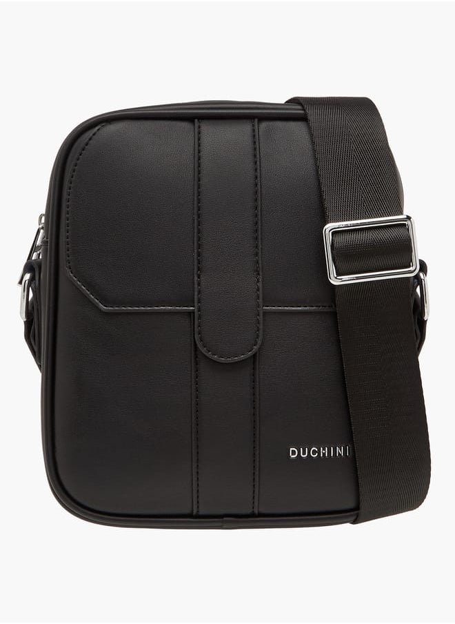 DUCHINI Men's Panelled Crossbody Bag with Zip Closure and Adjustable Strap  - Image 1