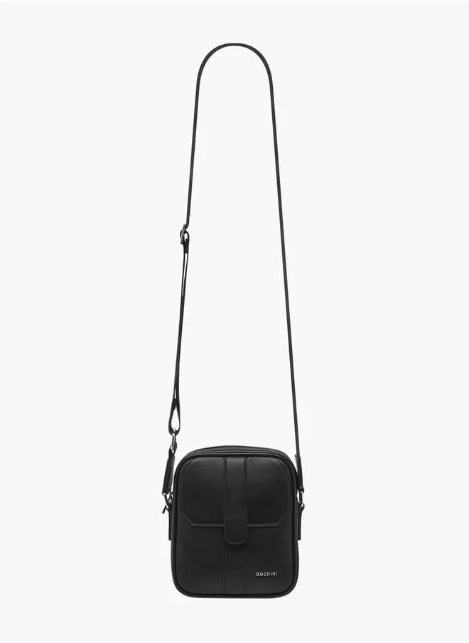 DUCHINI Men's Panelled Crossbody Bag with Zip Closure and Adjustable Strap