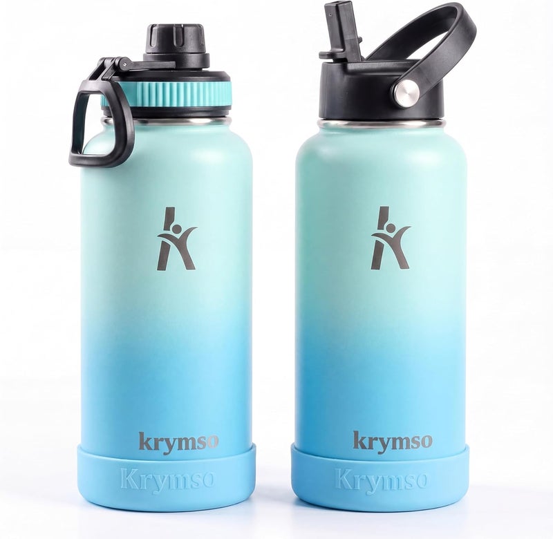 KRYMSO Stainless Steel Water Bottle 650ml – Insulated Sports Thermos Flask for Hot & Cold Drinks – Leakproof, Durable, BPA-Free – Ideal for Gym, Travel, Hiking (Aqua Sky) - Image 1