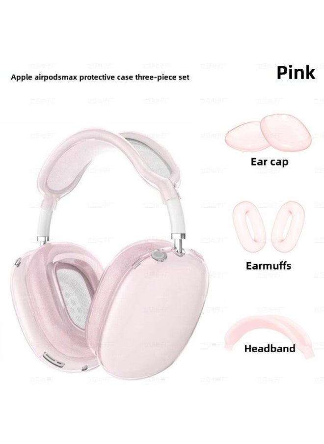 Generic - Suitable For Apple AirPods Max Head-mounted Protective Shell Three-piece Soft Rubber Ear Mask Ear Cap Head Beam Protective Shell-Specifications:Black (three-piece Package Included) - Image 1