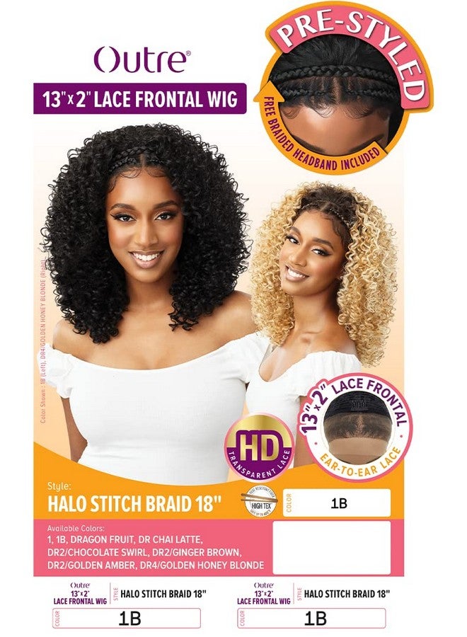 Outre 13X2 Hand Tied Lace Frontal Wig Halo Stitch Braid 18" (1B) - Image 3