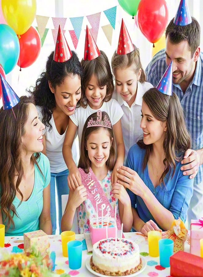 Hapdoo 9th Birthday Decorations for Girls Set - Happy 9th Birthday Princess Crown and Glitter Sash, 9 Year Old Girl Tiara Party Decorations Supplies Outfit Accessory Gifts - Image 5