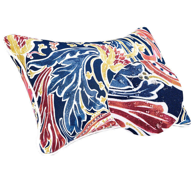 JMGBird Water-Resistant Outdoor Pillows Set of 2, 12x20 inch Durable Blue with Pomegranate Flower Pattern Throw Pillows with Inserts for Patio Furniture - Image 3