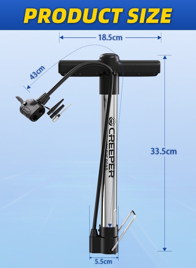 CREEPER Small aluminum pump rebound foot support aluminum alloy air pump portable cycling air pump - Image 2