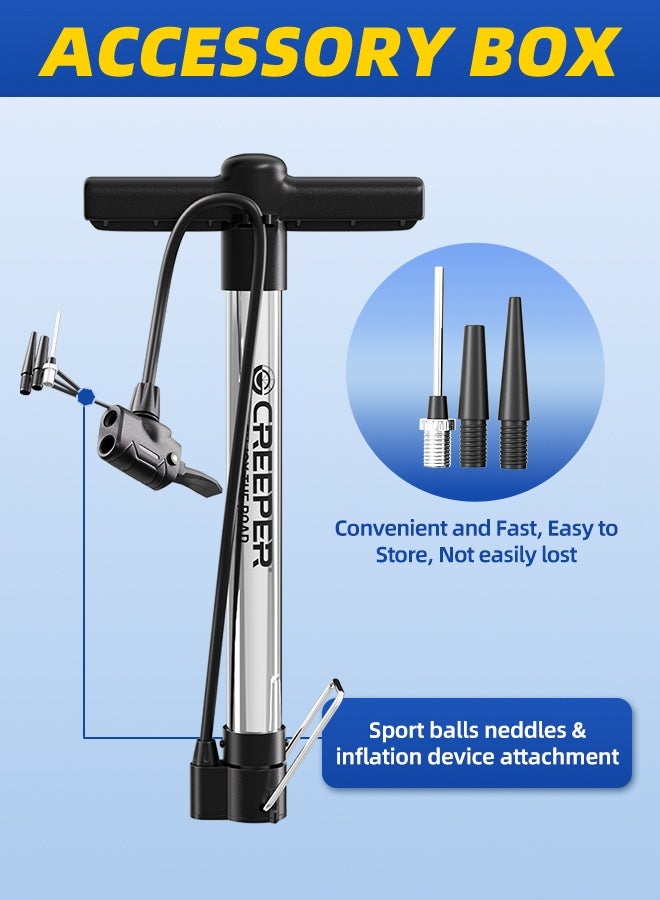 CREEPER Small aluminum pump rebound foot support aluminum alloy air pump portable cycling air pump - Image 3