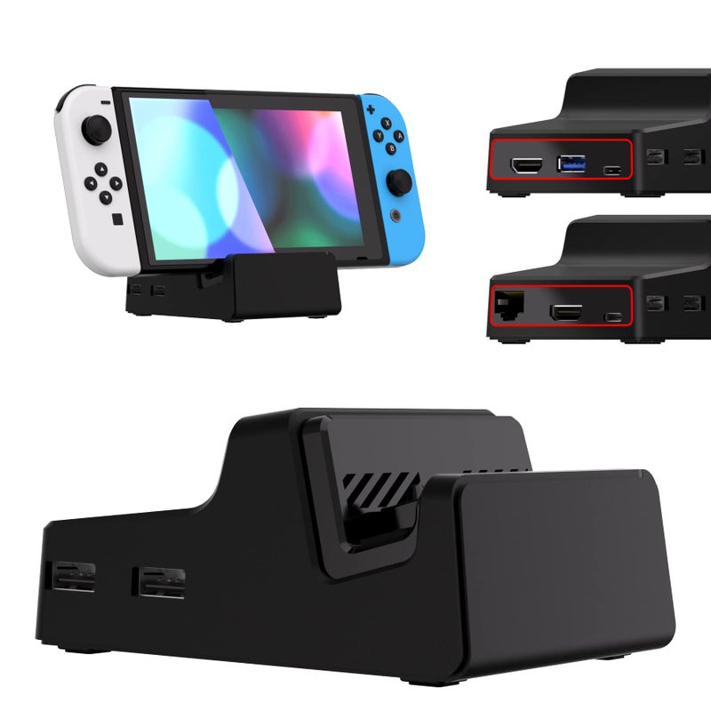 eXtremeRate AiryDocky DIY Kit Black Replacement Case for Nintendo Switch Dock Redesigned Portable Mini Dock Shell Cover for Nintendo Switch OLED - Image 2