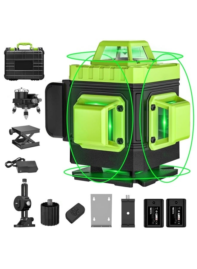 ALongDeng Laser Level Green Self Levelling 4x360° 16 Line Green Lasers for Construction and Picture Hanging Rechargeable Battery Remote Controller Magnetic Rotating Stand Included Vertical Horizontal - Image 1
