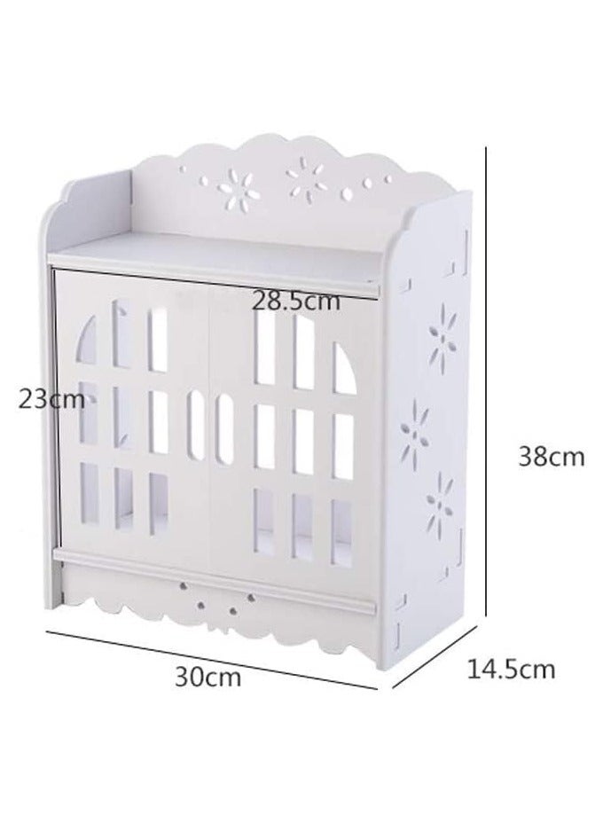 TPGP Hanging Hollow Bathroom Shower Shelf, Wall Mounted Storage Rack, Free Punching Basket, White Combination Organize Holder, Toilet Sink Storage Cabinet - Material Type: Polyvinyl Chloride (PVC) - Image 2