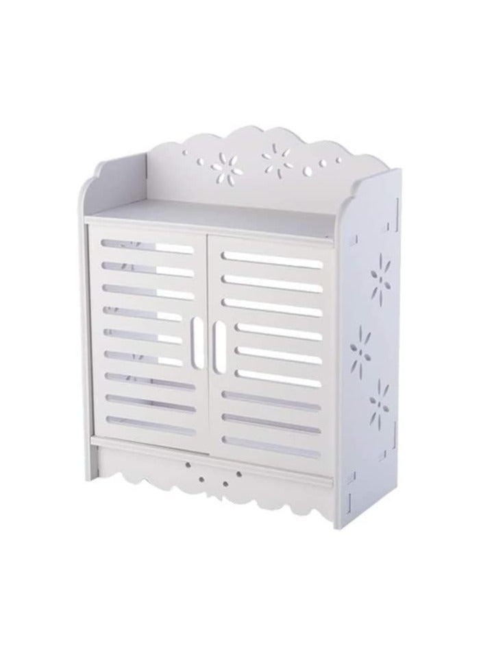 TPGP Hanging Hollow Bathroom Shower Shelf, Wall Mounted Storage Rack, Free Punching Basket, White Combination Organize Holder, Toilet Sink Storage Cabinet - Material Type: Polyvinyl Chloride (PVC) - Image 3