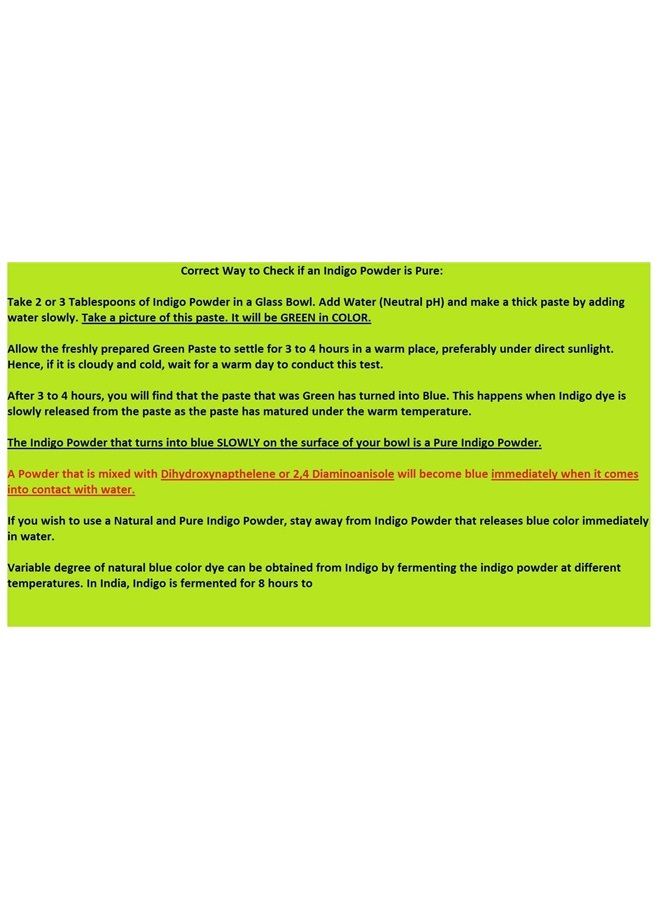 MB Herbals Indigo Powder 8 oz / 227 Gram (0.5 LB) | 100% Pure ~ No Preservatives & No Coloring Agents | NATURAL UNTREATED GREEN POWDER | Packaging May Vary - Image 4