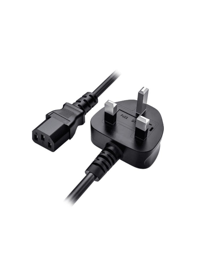 Power Cable PC 3M (10ft) –UK power cord with fuse Heavy Duty 3-Prong AC Cable with Pure Copper Wire and Built-in Fuse – For PC, Monitor, TV, Printer, Copier, Shredder – Black - Image 2