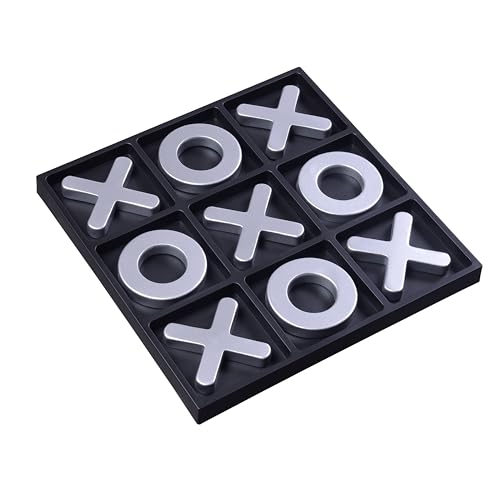 Tolevoit Tic Tac Toe Games Textured Silver 116 Family Puzzle Table Top Games for All Ages Kids Birthday Return Gifts Coffee Table Home Decor - Image 1