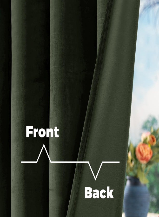 BGment Olive Green Velvet Curtains 96 Inches for Living Room, Thermal Insulated Blackout Curtains Room Darkening Drapes with Back Tab and Rod Pocket for French Door, Set of 2 Panels, 52 x 96 Inch - Image 4