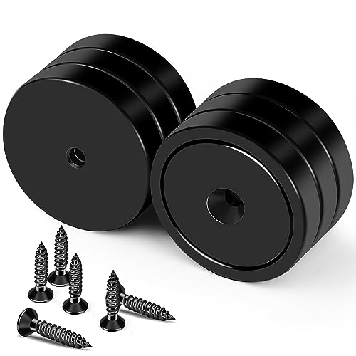 LOVIMAG 150lb Waterproof Strong Neodymium Cup Magnets with Screws for Wall Mounting Rare Earth Round Base Disc with Holes for Holding Tools Lifting Hanging Black 6 Pack - Image 1