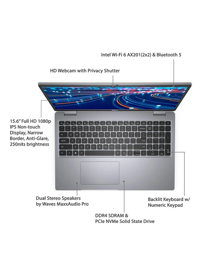 ديل أحدث كمبيوتر محمول للأعمال Latitude 5520 لعام 2021 بشاشة مقاس 15.6 بوصة ومعالج Core i5-1135G7 وذاكرة وصول عشوائي سعتها 8 جيجابايت ومحرك أقراص SSD سعة 256 جيجابايت وبطاقة رسومات مدمجة ونظام تشغيل Windows 10 Pro - Image 2